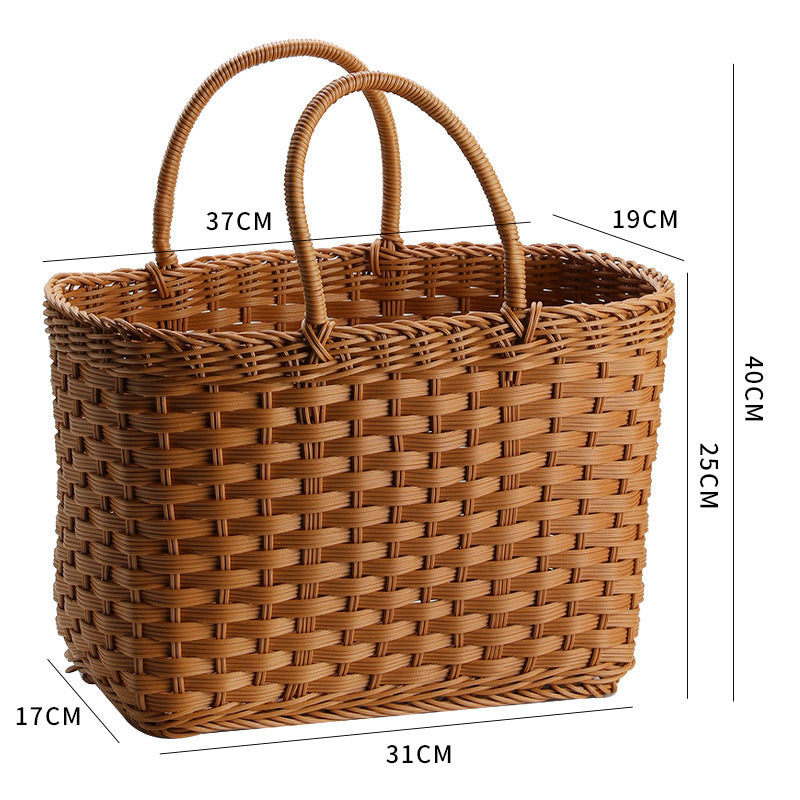 Unisex Handwoven Shopping Basket with Two Handles Kalsten