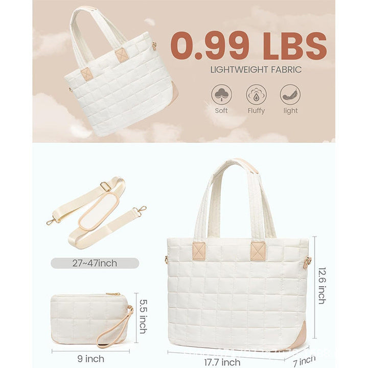 High-Quality Quilted Tote Bag with Removable Cosmetic Pouch Kalsten