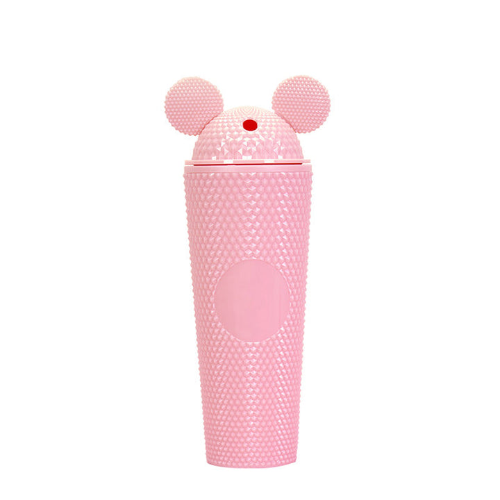 Studded Textured Reusable Tumbler With Decorative Ear-Top Screw Lid