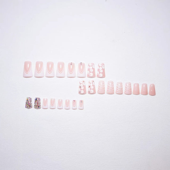 Decorative Press-On Nail Art Set with Gemstone Accents Kalsten