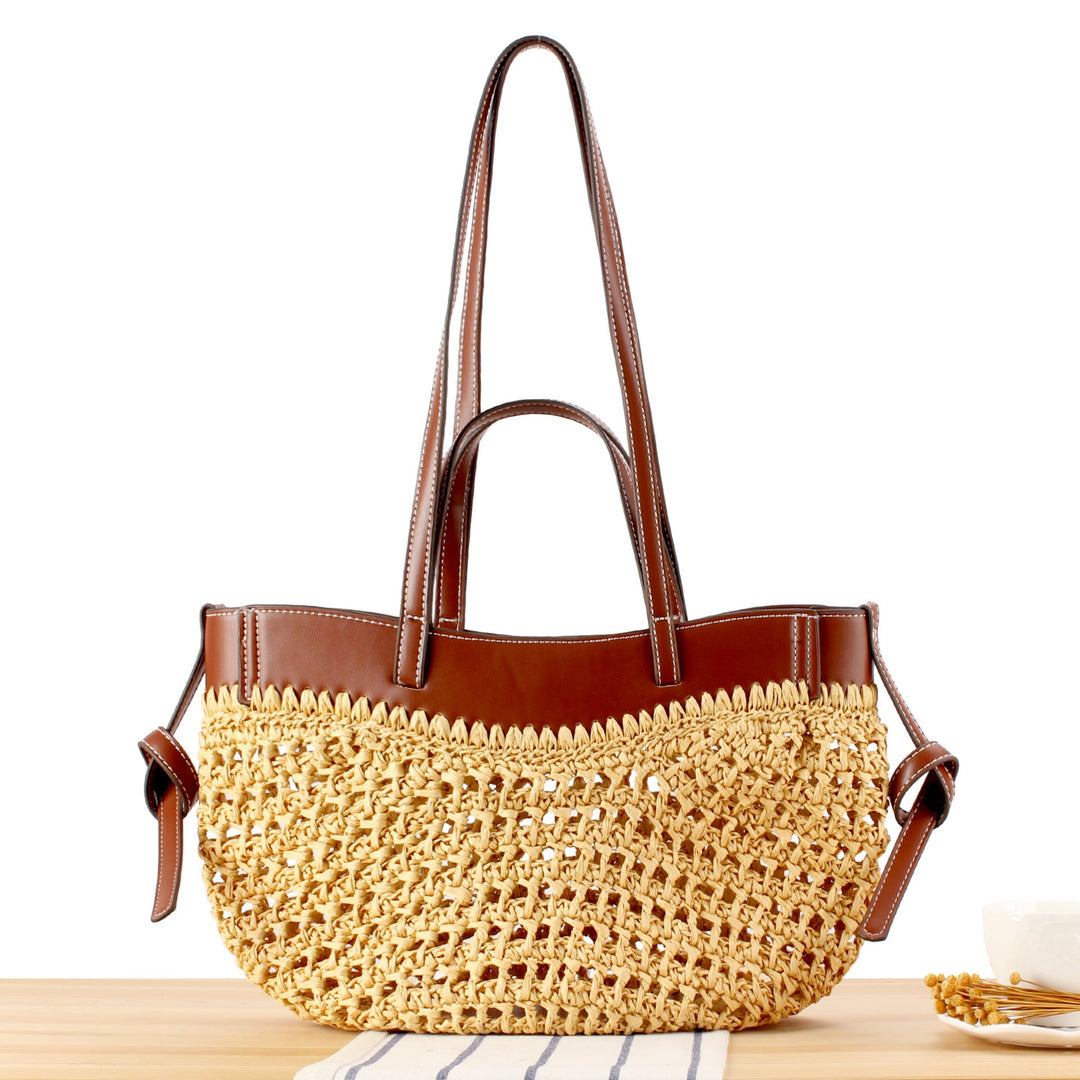 Braided Bast Handbag with Elegant Leather Accents Kalsten