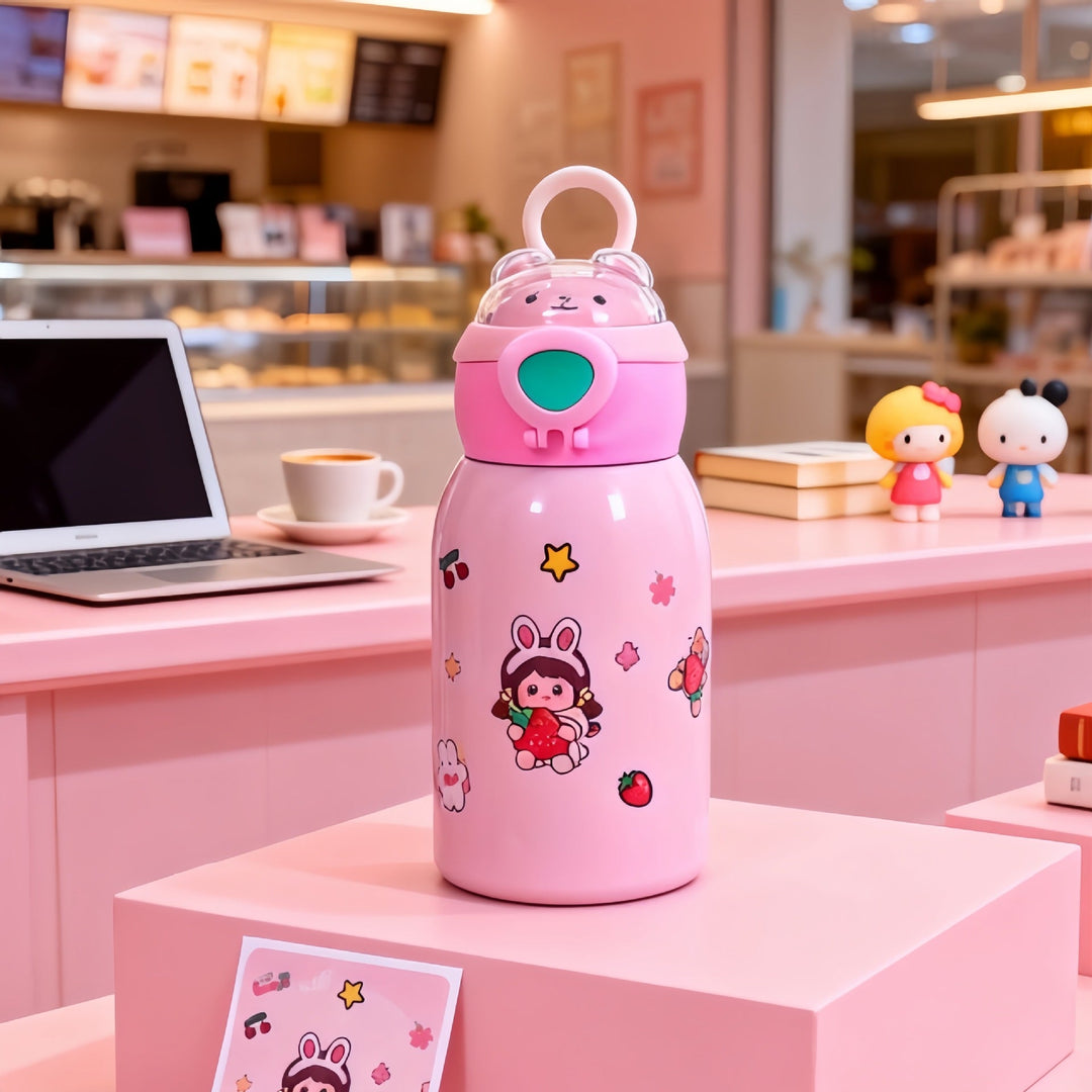 Women's insulated drinking bottle with planet-shaped stickers Kalsten