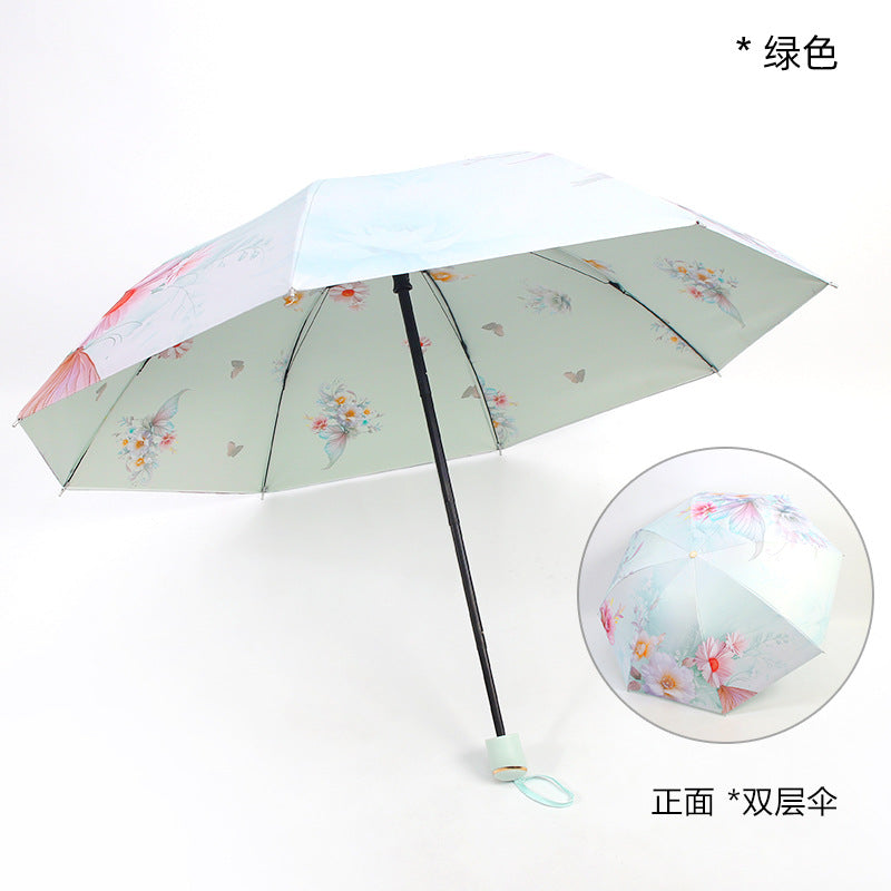 Ladies elegant folding umbrella with floral patterns Kalsten