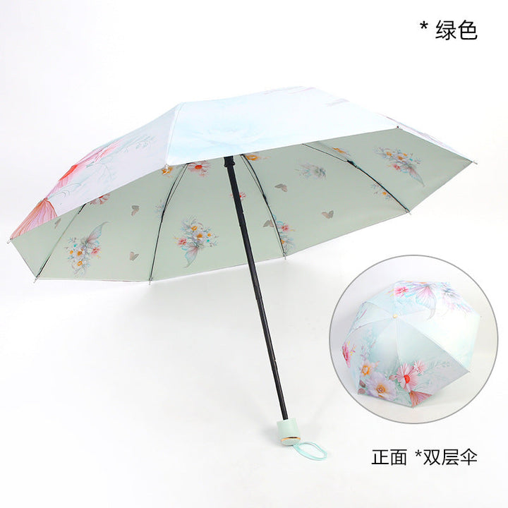 Ladies elegant folding umbrella with floral patterns Kalsten