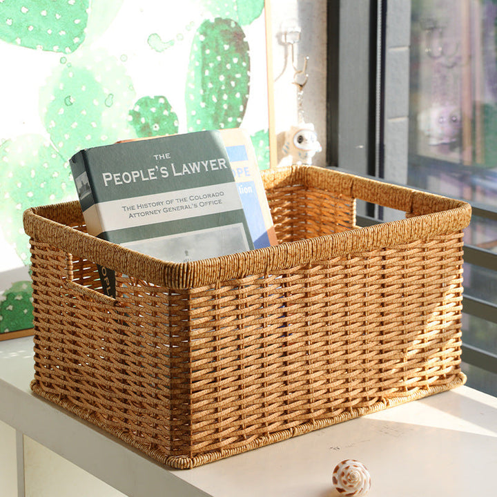 Handwoven Storage Basket with Cutout Handles Kalsten