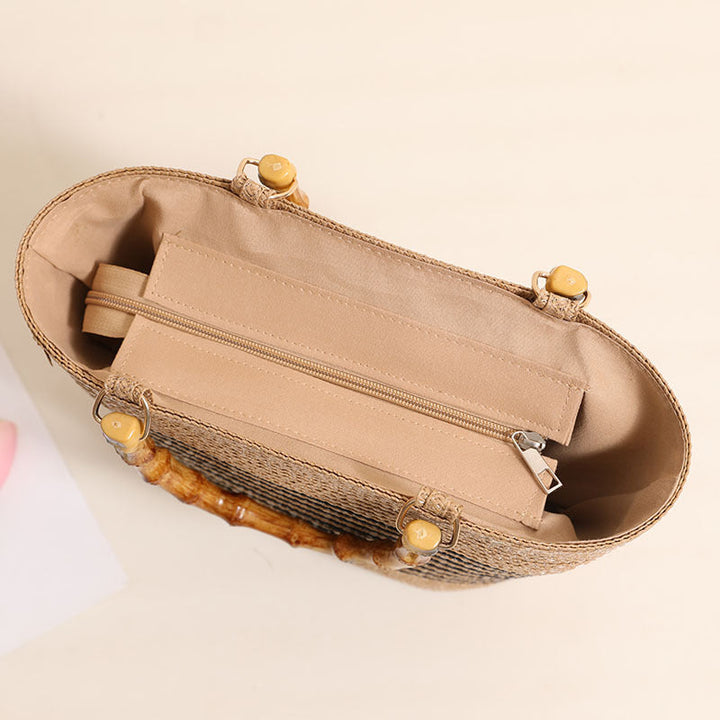 Elegant Bast bag with bamboo handles Kalsten