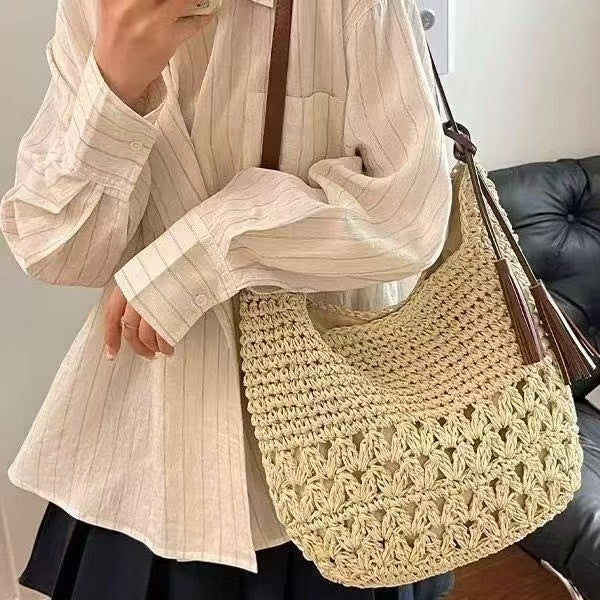 Macrame Crossbody Bag with Tassel Details Kalsten