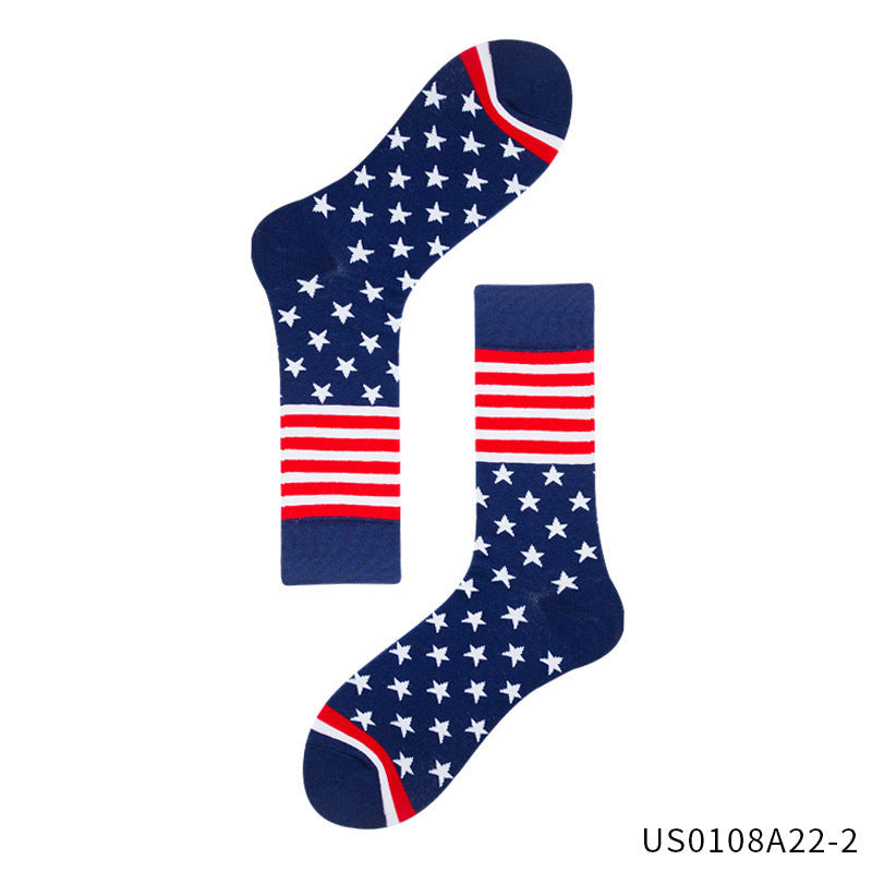 Women's over-the-knee flag pattern knitted socks with elastic cuff and reinforced foot area Kalsten