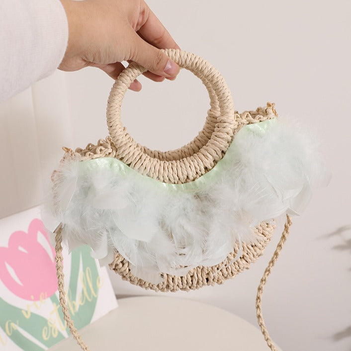 Elegant Basket Bag with Delicate Feather Details Kalsten