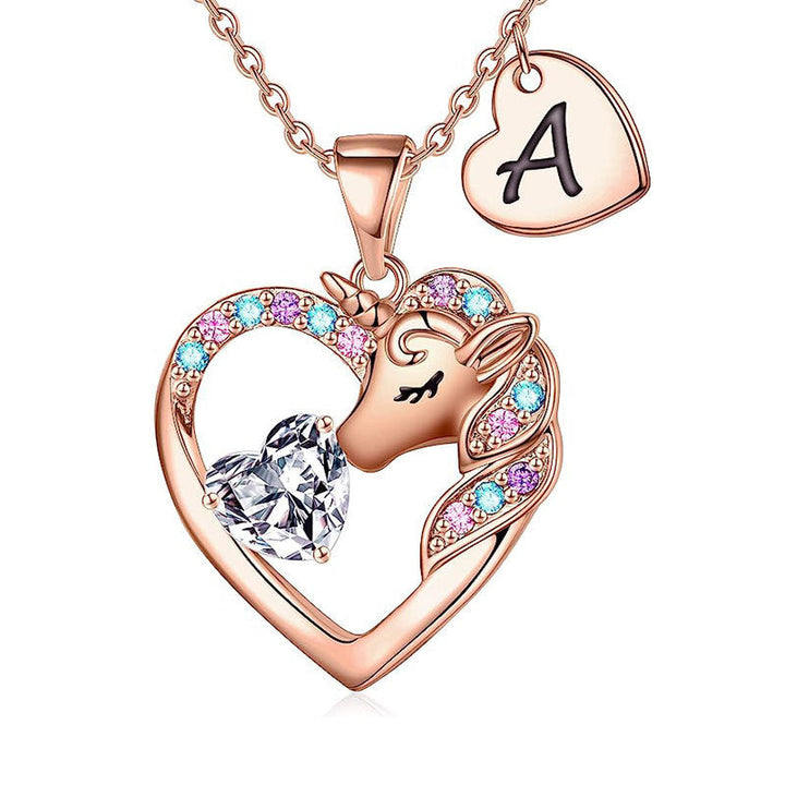 Unicorn-Themed Heart Pendant Necklace Kalsten