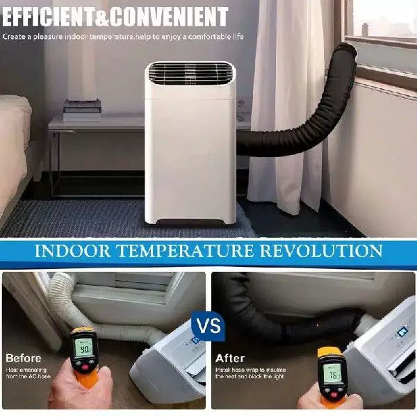 Unisex universal size wide flat window sealing panel for portable air conditioner with universal round exhaust collar and quick-release elastic straps Kalsten