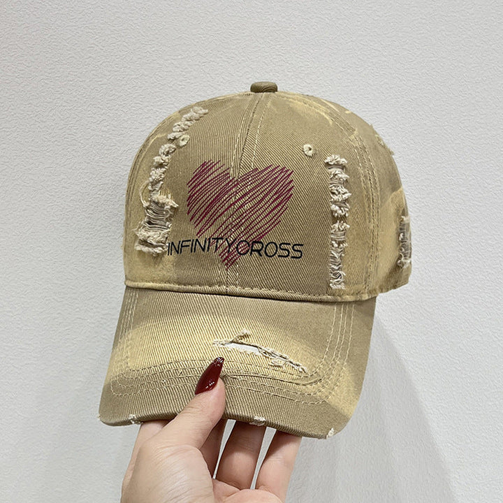 Women's Distressed Heart Embroidered Baseball Cap Kalsten