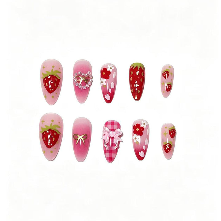Strawberry-Themed Press-On Nail Art Set Kalsten