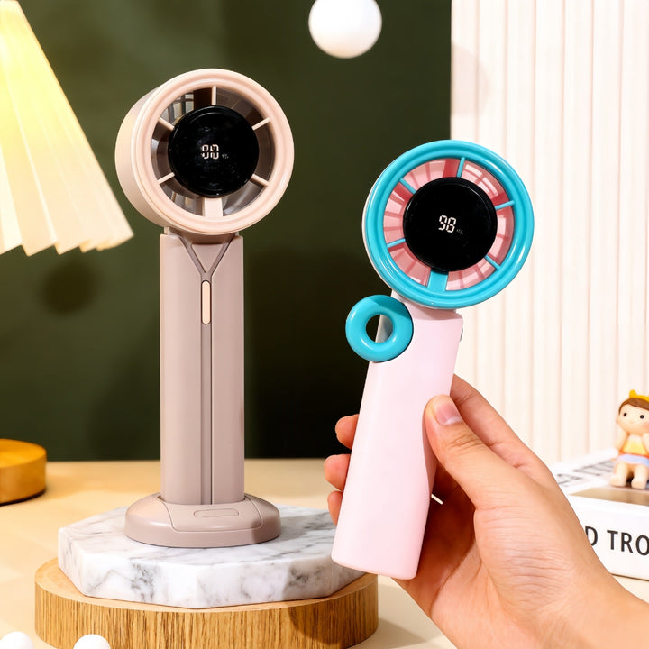 Ladies Portable Hand Fan with LCD Digital Display and USB Charging Function Kalsten