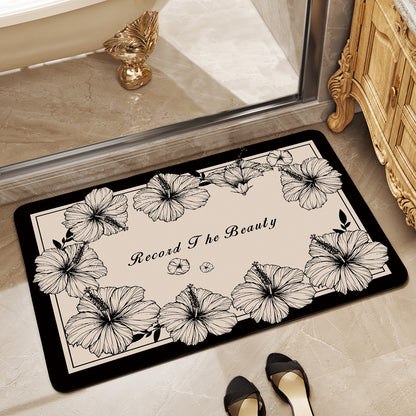 Floral Design Absorbent Bathroom Mat Acalora
