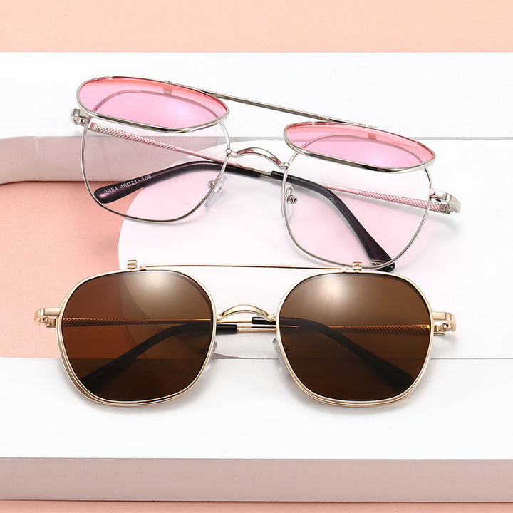 Women's geometric oversized sunglasses with elegant golden frame Kalsten