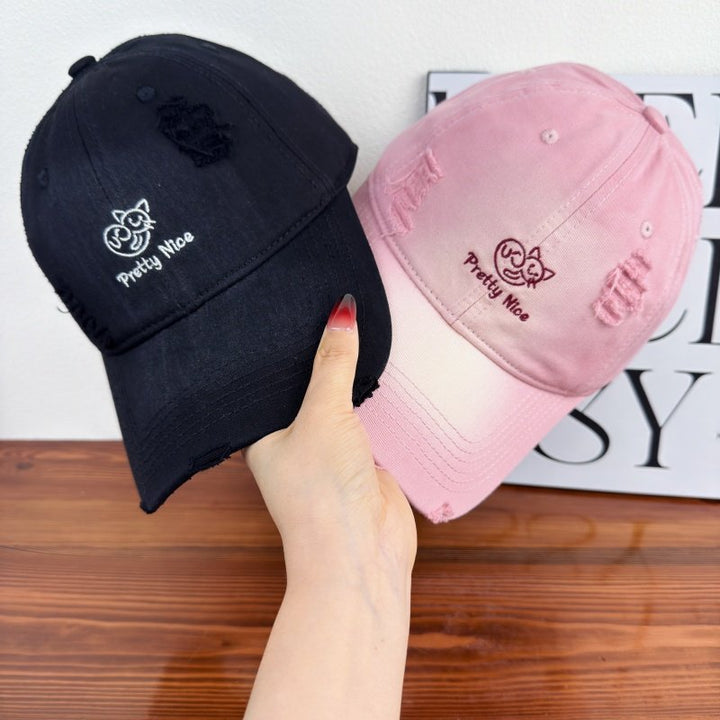 Women's Distressed Casual Embroidered Baseball Cap Kalsten