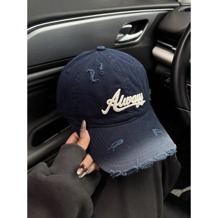 Women's Distressed Denim Style Baseball Cap Kalsten