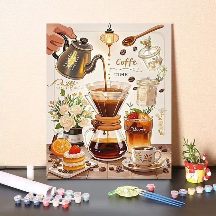 Coffee-Themed Paint by Numbers Canvas Art Kit Kalsten