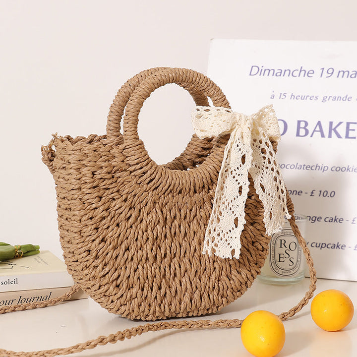 Trendy Bast Bag with Round Handle and Textured Design Kalsten