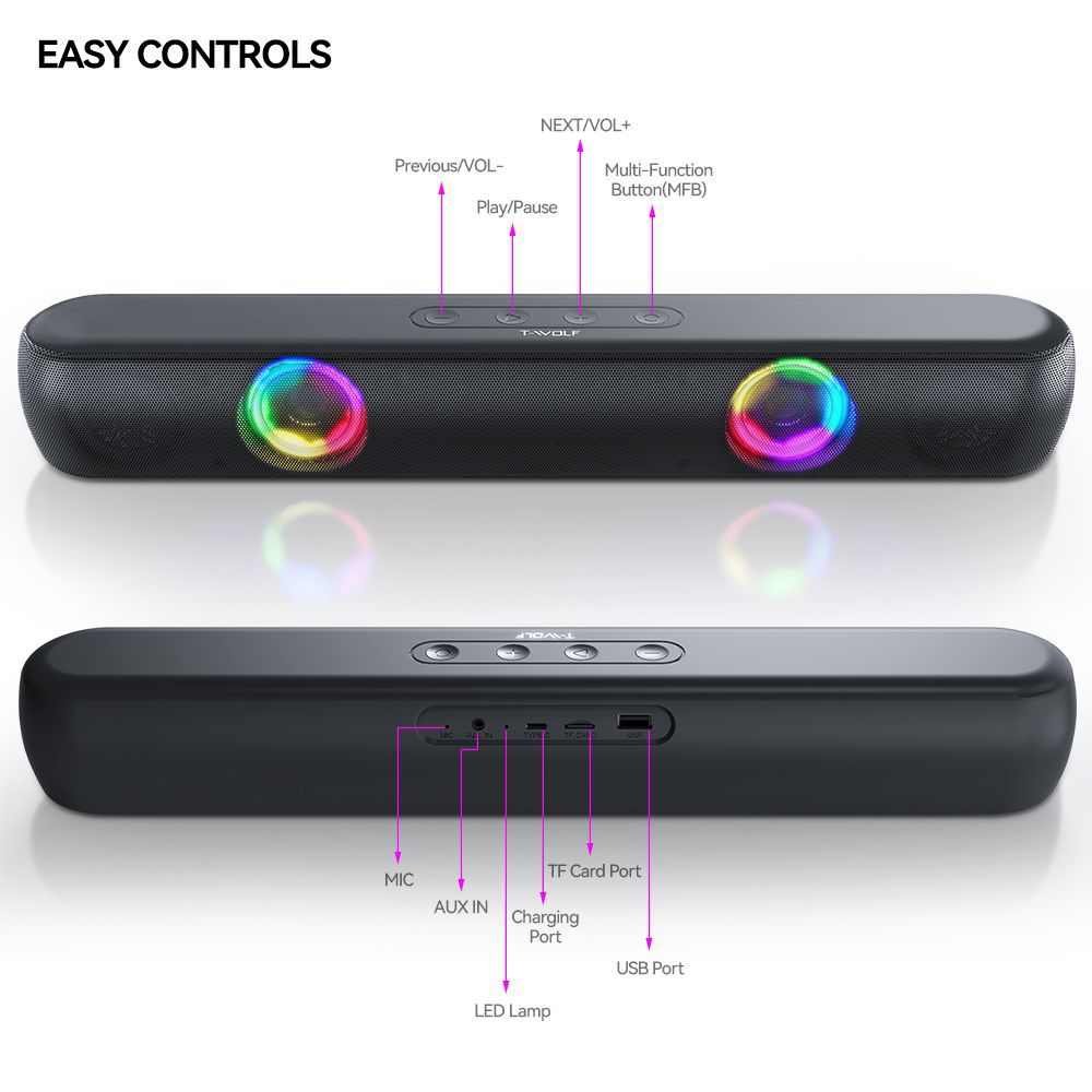 Bluetooth Speaker with RGB Lighting Kalsten