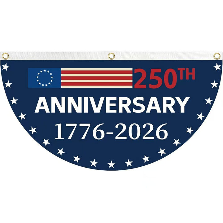 Unisex half-circle banner made of weatherproof polyester with metal eyelets and reinforced seams Kalsten