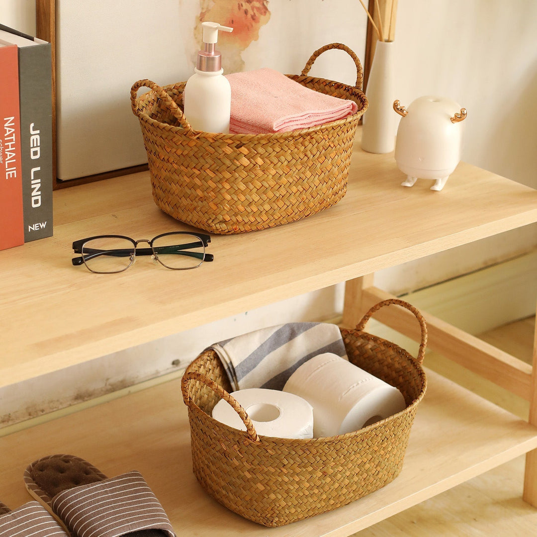 Artisan Woven Storage Basket with Handles Kalsten