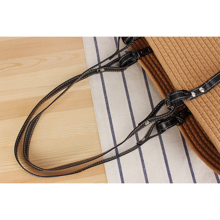 Braided beach bag with elegant faux leather handles Kalsten