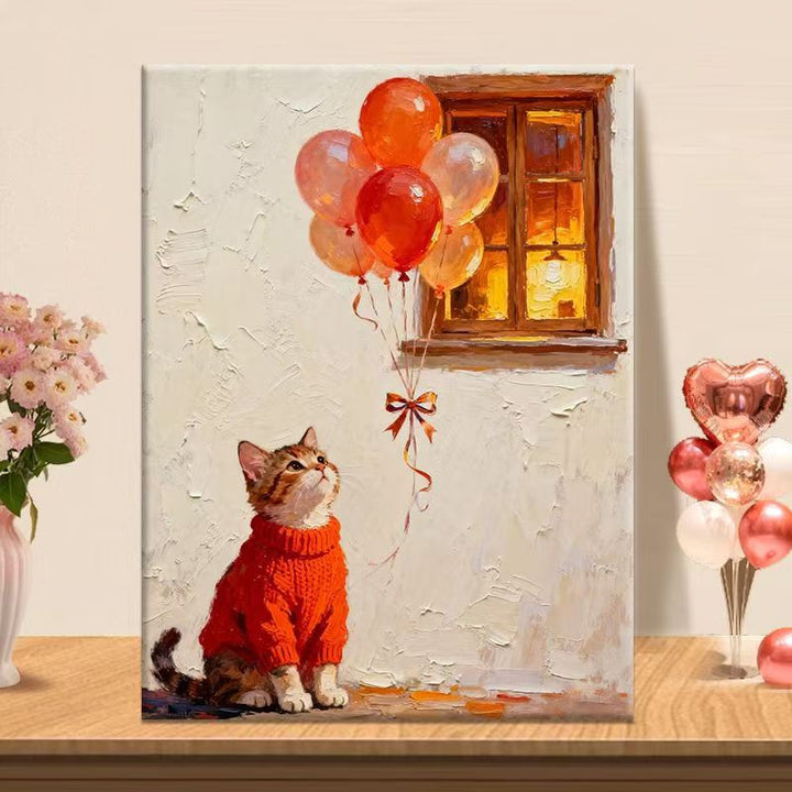 Playful Cat Illustration Canvas Art Kalsten