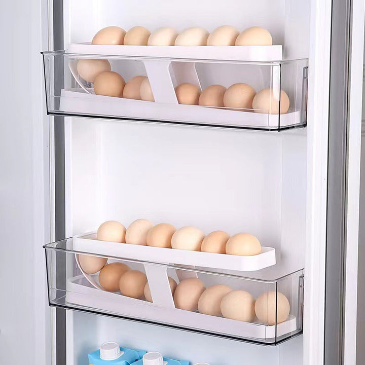 Dual-Tier Automatic Gravity-Feed Egg Storage Dispenser Rack