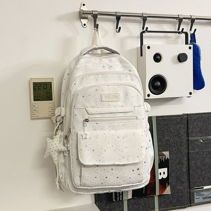 Multi-Compartment Star-Embellished School Backpack