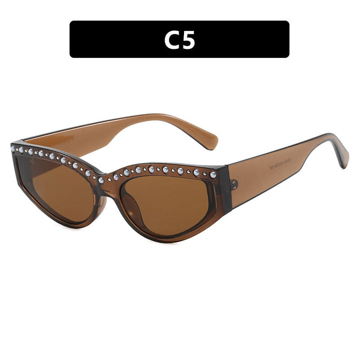 Women's Cat-Eye Sunglasses with Sparkling Rhinestone Accents and Animal Pattern Kalsten