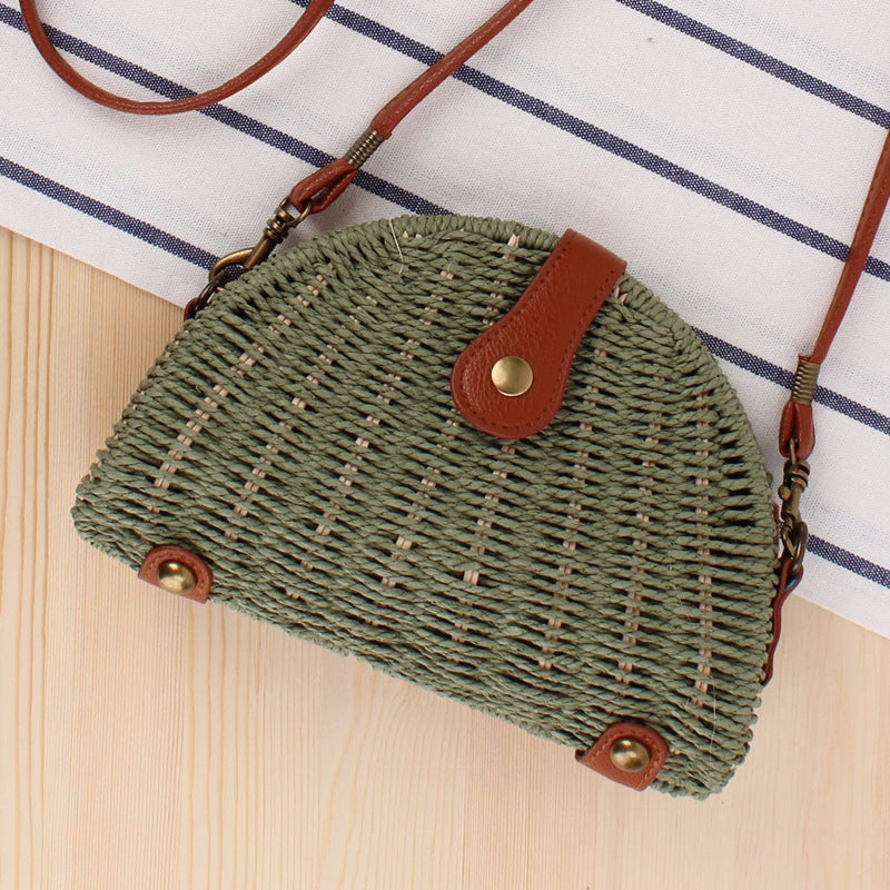 Rattan Shoulder Bag In Crescent Shape Design Kalsten