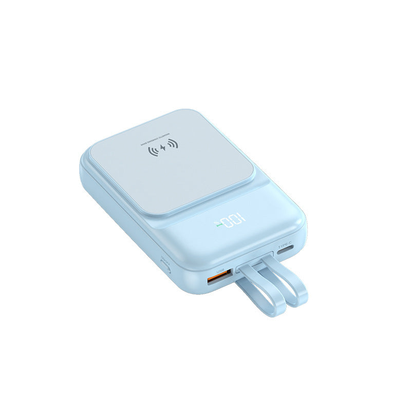 Portable power bank with wireless charging function and integrated charging cable Kalsten