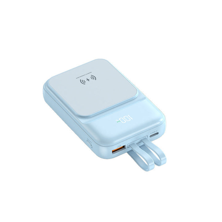 Portable power bank with wireless charging function and integrated charging cable Kalsten