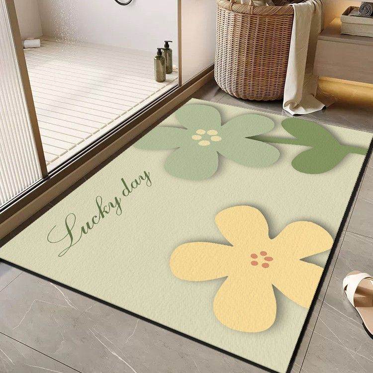 Cheerful Floral Message Bath Mat Kalsten