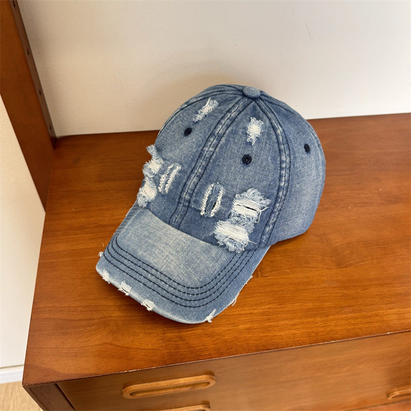 Women's Distressed Denim Adjustable Baseball Cap Kalsten