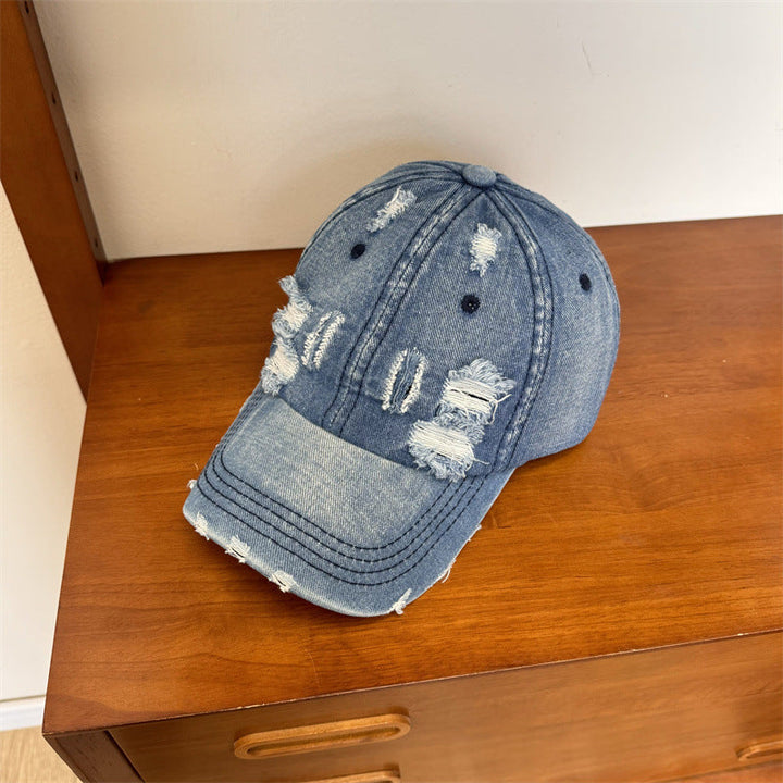 Women's Distressed Denim Adjustable Baseball Cap Kalsten
