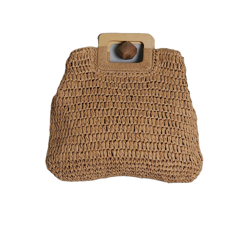 Basket bag with stylish wooden handle Kalsten