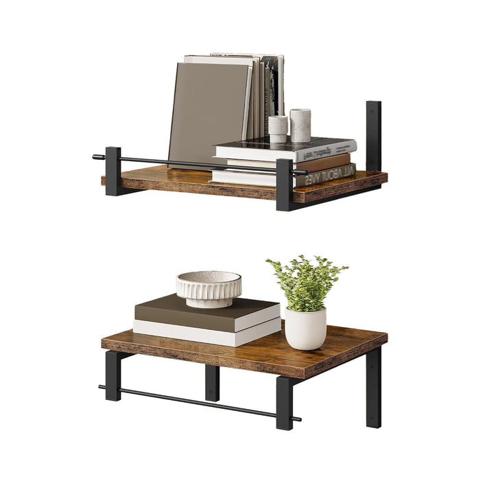 Wall shelf with industrial wood-metal design Kalsten