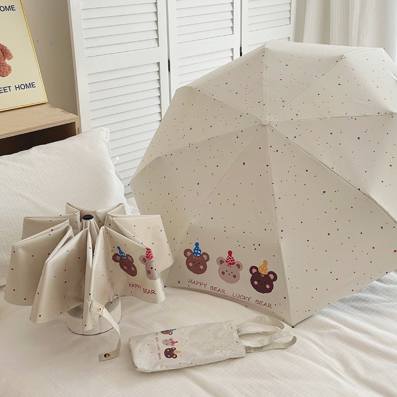 Ladies Foldable Umbrella with Playful Bear Design Kalsten
