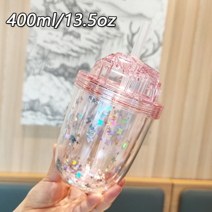 Women's Glittering Drinking Cups with Straw Kalsten