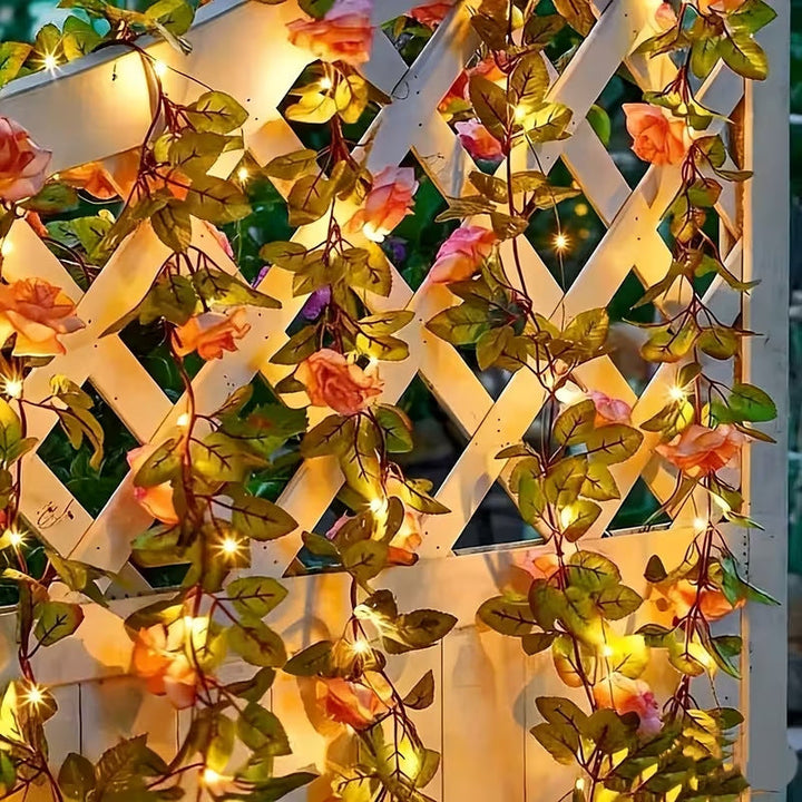 Romantic Rose Vine LED Garland With Micro Lights And Weatherproof Flexible Stem Kalsten
