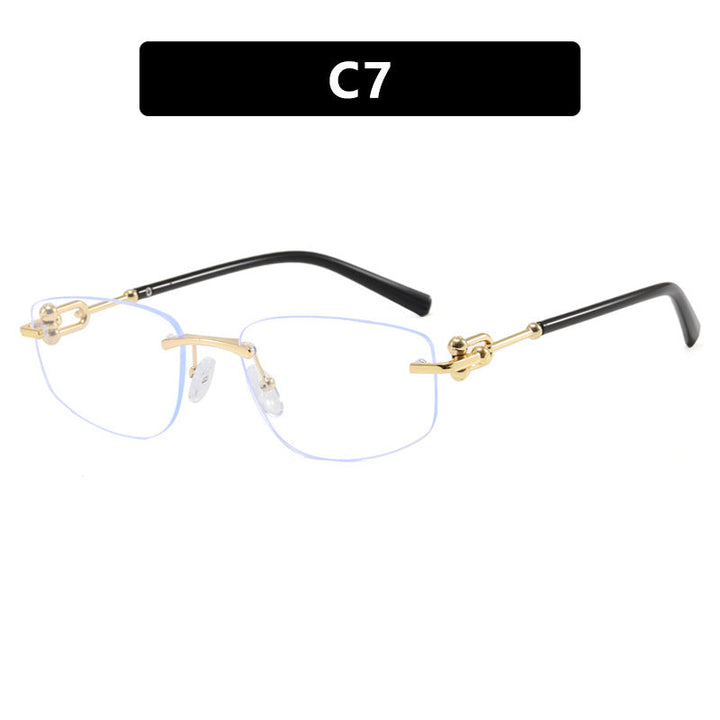 Ladies elegant semi-rimless glasses with luxurious metal frame and transparent lenses Kalsten