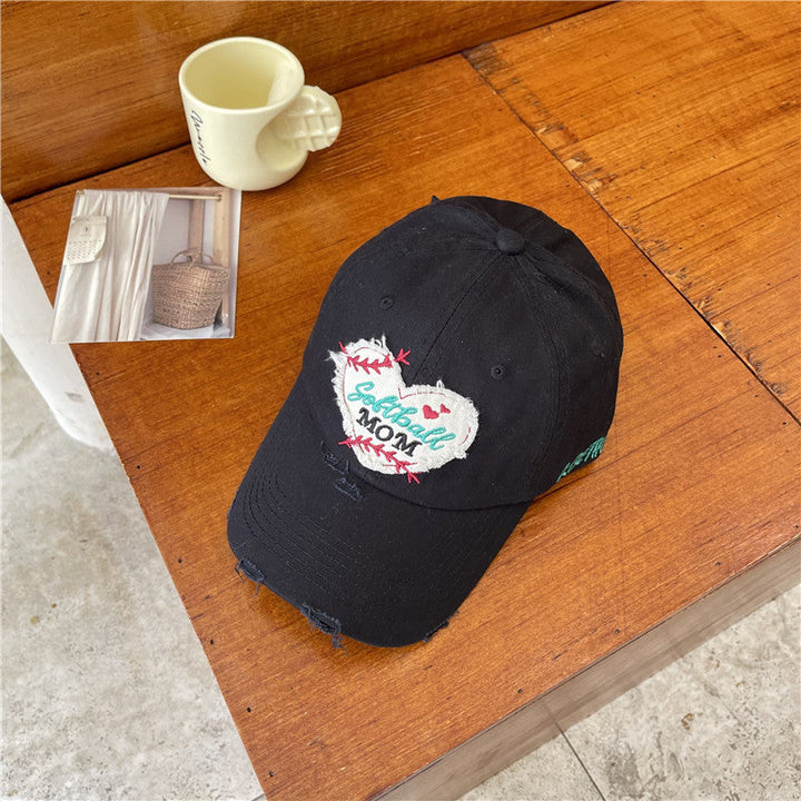 Women's Distressed Softball Mom Patch Baseball Cap Kalsten