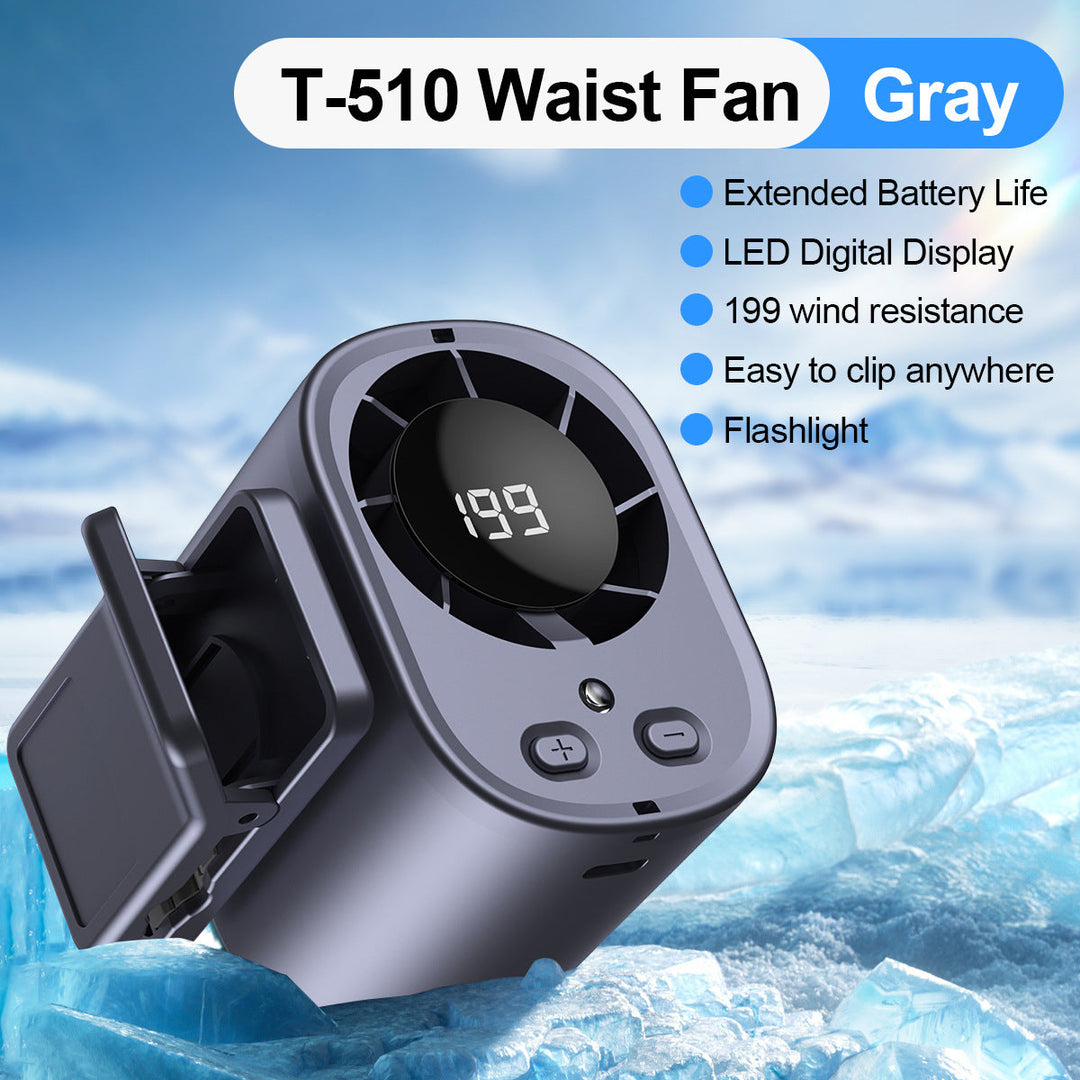 Unisex nan portable clip-on waist cooling fan with LED display Kalsten