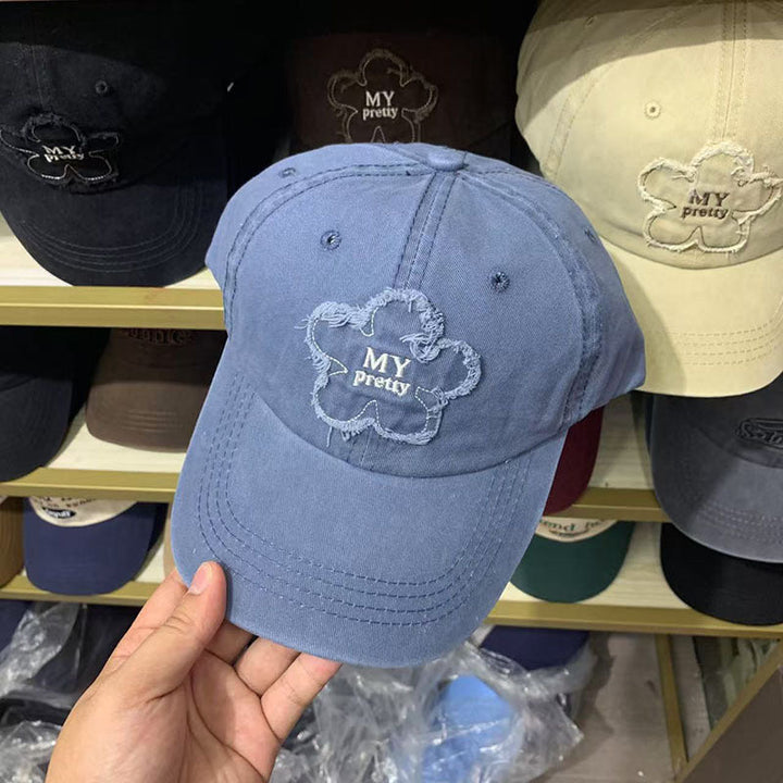 Women's Distressed Floral Embroidered Baseball Cap Kalsten