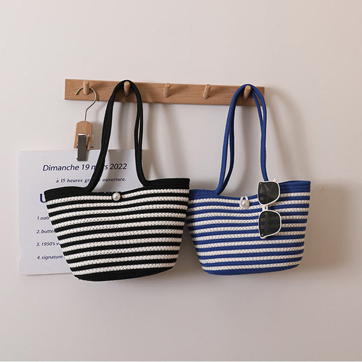 Trendy Basket Bag with Stylish Striped Pattern Kalsten