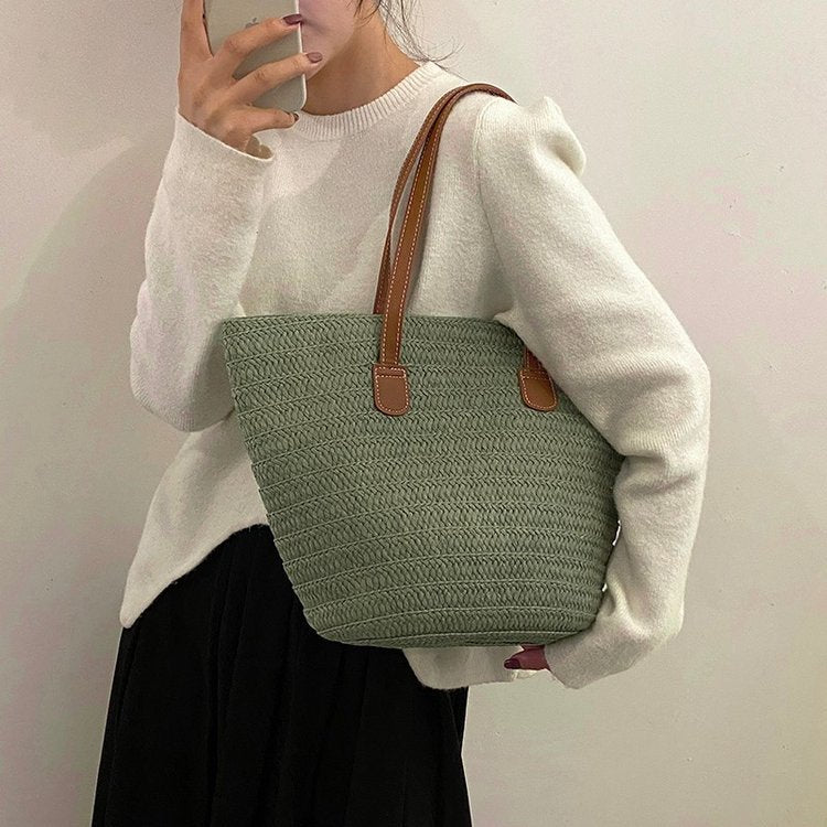 Handcrafted Beach Bag Made of Natural Material with Sturdy Handles Kalsten