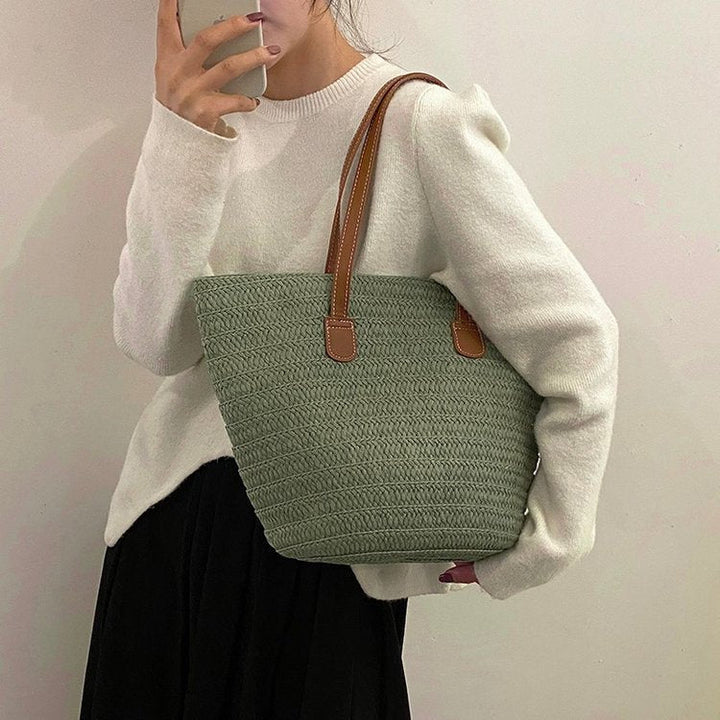 Handcrafted Beach Bag Made of Natural Material with Sturdy Handles Kalsten